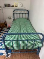 Blauw spijlenbed Leenbakker 90x200, Huis en Inrichting, Slaapkamer | Bedden, 90 cm, Eenpersoons, Blauw, Ophalen of Verzenden