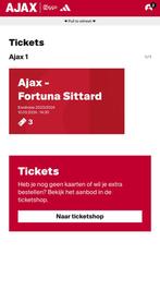 3 kaarten Fside Ajax - Fortuna zuid1, Tickets en Kaartjes, Seizoenskaart, Maart, Drie personen of meer