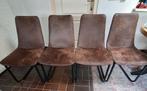 4 eetkamerstoelen, Ophalen, Bruin, Zo goed als nieuw, Metaal
