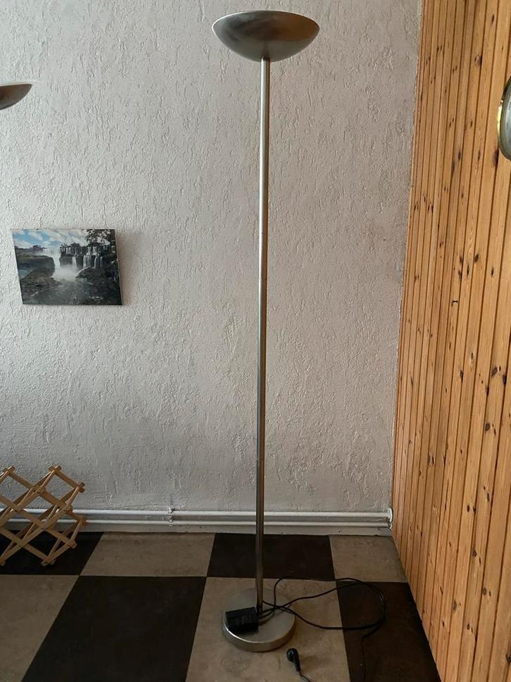 Halogeen Vloerlamp - Dimbaar - Stijlvol RVS Design, Huis en Inrichting, Lampen | Vloerlampen, Gebruikt, 150 tot 200 cm, Metaal