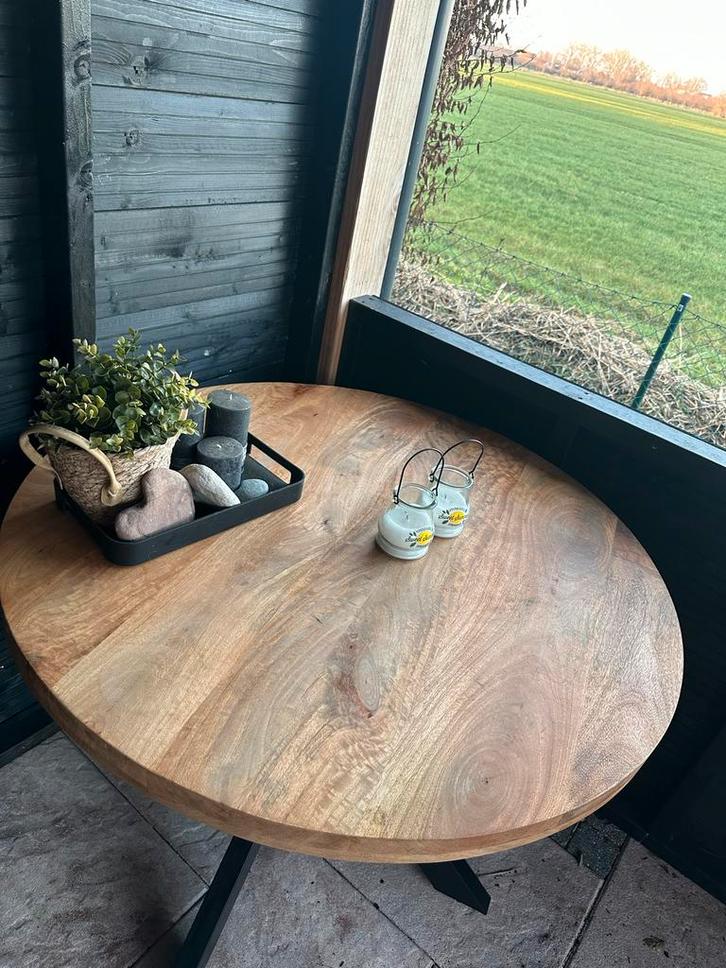 Mangohout Eettafel, Huis en Inrichting, Tafels | Eettafels, Zo goed als nieuw, 50 tot 100 cm, 50 tot 100 cm, Vier personen, Rond
