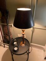 Donkerbruine Lamp met Lederen Kap, Ophalen of Verzenden, Gebruikt, Metaal, 50 tot 75 cm