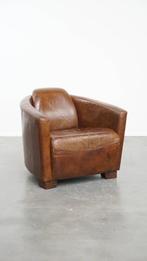 Unieke bruine Aviator design fauteuil gemaakt van rundleer, Huis en Inrichting, Ophalen, Gebruikt, ., Design