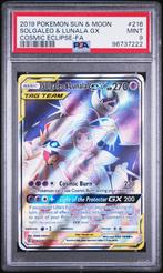 Solgaleo & Lunala GX PSA 9 (CEC 216) Cosmic Eclipse, Ophalen of Verzenden, Zo goed als nieuw