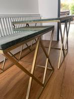 Salontafel marmer sidetable tafeltje tafel goud groen, Ophalen, Vierkant, Minder dan 50 cm, Zo goed als nieuw