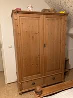 Prachtige handgemaakte massief houten brocante kledingkast, Ophalen, 100 tot 150 cm, Met hangruimte, Zo goed als nieuw
