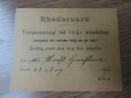 antiek kaartje toegang tuinen Landgoed Rhederoord 1896, Antiek en Kunst, Verzenden