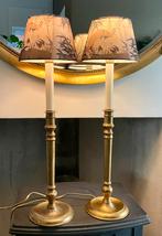 Set van 2 prachtige vintage lampen messing voet, tafellampen, Huis en Inrichting, Lampen | Tafellampen, Ophalen, Zo goed als nieuw