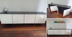 Hoogglans wit dressoir 4 deurs houtlook blad design kast, Huis en Inrichting, Kasten | Dressoirs, Ophalen, Gebruikt, 150 tot 200 cm