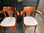 2 heerlijk zittende café stoelen, Ophalen, Gebruikt, Bruin, Hout
