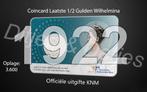Laatste halve gulden Wilhelmina in coincard KNM 1922, Ophalen of Verzenden, Koningin Wilhelmina, ½ gulden, Zilver