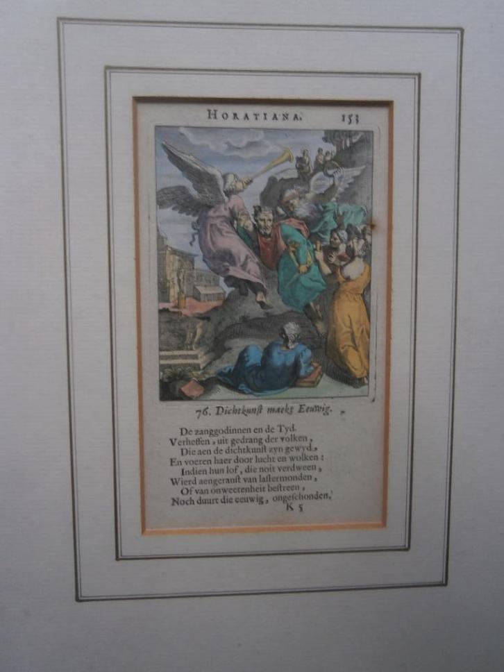 Hortiana (Dichter) Mooie kleurengravure met gedicht, Antiek en Kunst, Kunst | Etsen en Gravures, Ophalen