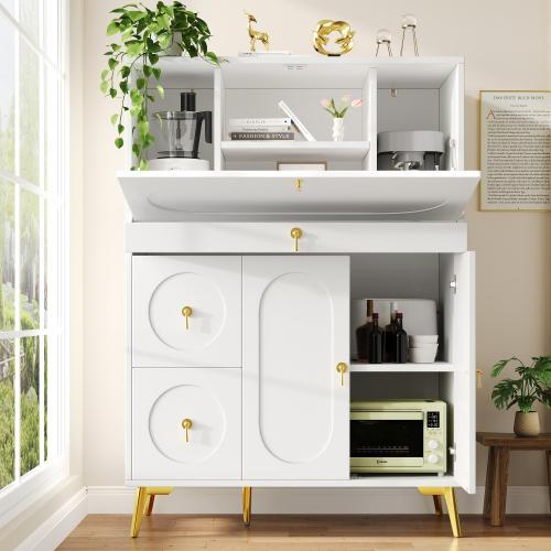 Moderne Kast met Opbergruimte - Wit & Goud Design, Antiek en Kunst, Antiek | Meubels | Kasten, Verzenden