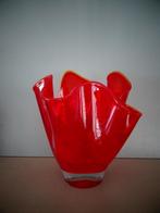 Vintage zakdoek vaas - rood - glas, Ophalen of Verzenden