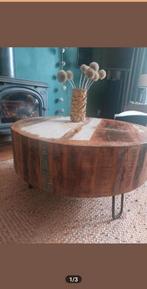 Industrieel, vintage, massief hout, handgemaakt, salontafel, 50 tot 100 cm, Rond, Minder dan 50 cm, 50 tot 100 cm