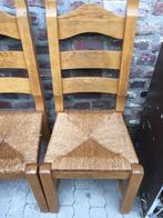 GRATIS! Eikenhouten stoelen met losse zittingen, Vier, Gebruikt, Bruin, Hout