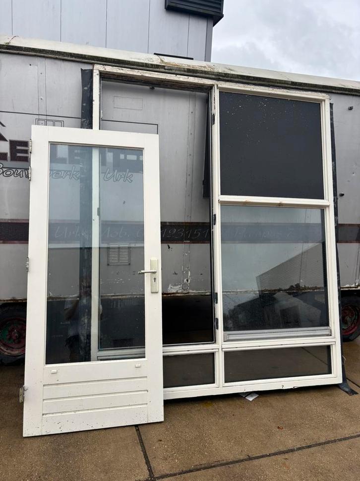 Deur inclusief pui, Doe-het-zelf en Verbouw, Kozijnen en Schuifpuien, Zo goed als nieuw, Schuifpui, Hout, 225 cm of meer, Ophalen of Verzenden