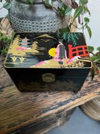 Japans muziek sieradenkist kist box doos handbeschilderd, Antiek en Kunst, Ophalen of Verzenden