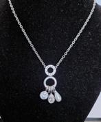 Mooie TI SENTO zilveren (925) ketting VASTE hanger 3 BEDELS, Sieraden, Tassen en Uiterlijk, Ophalen, Met edelsteen, Zo goed als nieuw