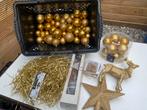 Goudkleurige kerstballen en decoratie, Diversen, Kerst, Ophalen, Zo goed als nieuw