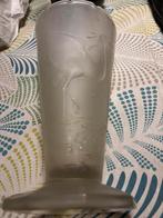 Gesatineerde kristallen vaas midcentury vintage design, Huis en Inrichting, Ophalen of Verzenden, Zo goed als nieuw, Overige kleuren