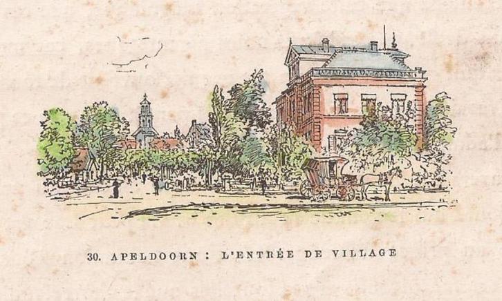 Apeldoorn L' Entrée de village. Houtgravure 1881.Havard Gekl, Antiek en Kunst, Kunst | Etsen en Gravures, Ophalen of Verzenden