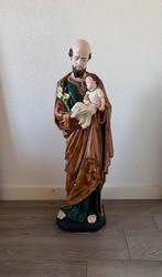Antiek kerk beeld Sint Jozef met Kind 80cm groot!, Antiek en Kunst, Antiek | Religie, Ophalen