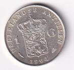 Nederlandse Antillen 1 Gulden 1964 Vis / Ster met Deukje, 1 gulden, Koningin Juliana, Zilver, Ophalen of Verzenden