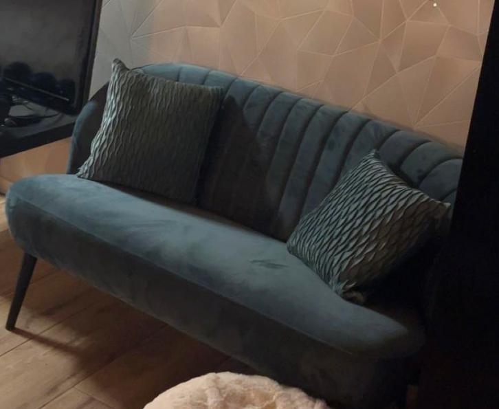 Groene Velvet Schelp Bank, Huis en Inrichting, Banken | Sofa's en Chaises Longues, Zo goed als nieuw, Tweepersoons, 150 tot 200 cm