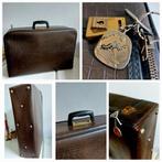 Vintage koffer bruin skai rits slot sleutel 55 x 37 x 17, Ophalen, 50 tot 60 cm, Slot, Leer