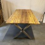 Robuuste teak Eettafel – RVS X poten - 180 x 90cm -TTM Wonen, TTM Wonen, Meubels – (Perzische) Tapijten en Woonaccessoires, Taag 63, 2491 CS, Den Haag (Forepark)