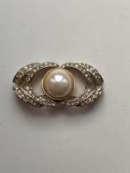 Broche met faux parel en strass, Overige materialen, Minder dan 4 cm, Ophalen of Verzenden, Zo goed als nieuw