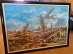 Origineel schilderij brug te ver Arnhem van laurant BB, Ophalen, Landmacht, Nederland