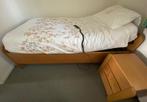 Houten bed met verstelbare Auping bodem, Huis en Inrichting, Slaapkamer | Bedden, Ophalen, Verstelbaar, 90 cm, Eenpersoons