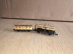 Gouden Model Locomotief met Wagon, Hobby en Vrije tijd, Modeltreinen | H0, Verzenden, Gebruikt, Locomotief