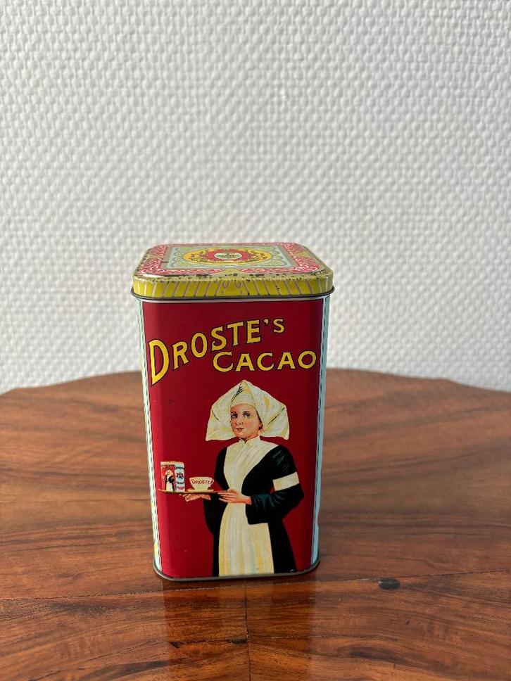 Vintage Droste cacaoblik met verpleegster ½ kg, los deksel., Verzamelen, Blikken, Gebruikt, Overige, Droste, Ophalen of Verzenden