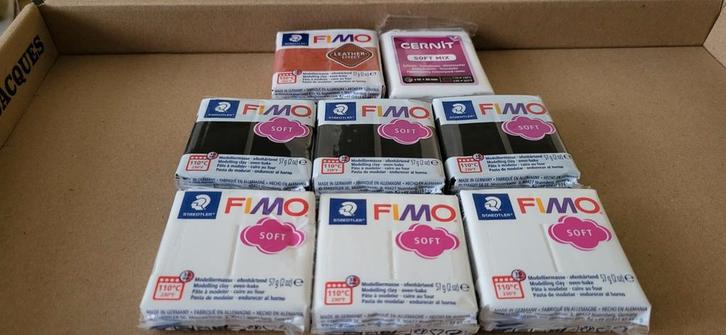 Fimo polymeer klei soft zwart wit leather  en 1 cernit, Hobby en Vrije tijd, Knutselen, Nieuw, Materiaal, Ophalen of Verzenden