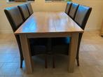 Nette massief licht eiken eettafel + 6 Lloyd Loom stoelen, Huis en Inrichting, Tafels | Eettafels, Ophalen, Gebruikt, Eikenhout