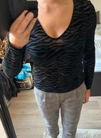 Zwarte semi-transparante zebra shirt, Maat 38/40 (M), Rut&Circle, Zwart, Nieuw