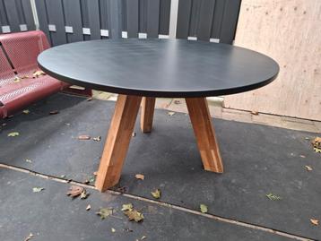 Ronde Eettafel 130cm Eiken, Zwart Blad beschikbaar voor biedingen