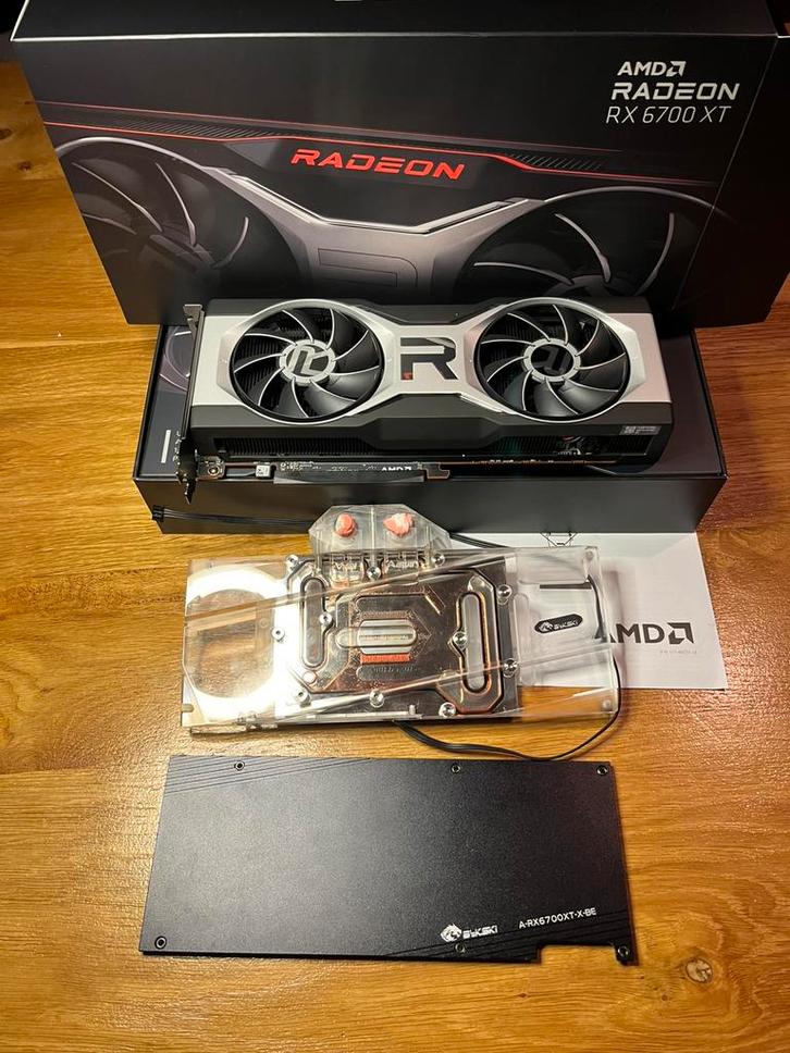 Amd radeon rx 6700xt 12gb incl waterblok, Computers en Software, Videokaarten, Zo goed als nieuw, AMD, PCI-Express 4.0, GDDR6