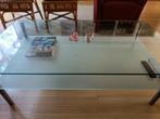 Design glazen salontafel en bijzettafeltjes, Ophalen, 100 tot 150 cm, 50 tot 100 cm, Zo goed als nieuw