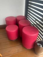 Roze  poefstevig met hout afwerking merk: Satelliet, Huis en Inrichting, Banken | Voetenbanken en Poefen, Ophalen, Rond, Minder dan 50 cm