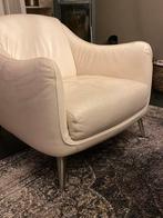 2 Fauteuils leder licht grijs design,,Natuzzi Italia Platea, Huis en Inrichting, Fauteuils, Ophalen, Gebruikt, Modern Italian