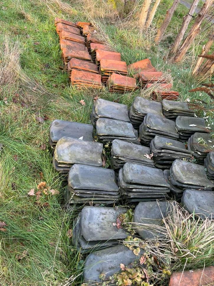 Oude Holle dakpan, Doe-het-zelf en Verbouw, Dakpannen en Dakbedekking, Gebruikt, Dakpannen, Steen of Klei, Blauw, 15 m² of meer