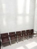 6x Arco frame bruin leder, Ophalen of Verzenden, Zo goed als nieuw, Bruin, Vijf, Zes of meer stoelen