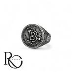 Zilveren Bitcoin Ring – 925 zilver., 19 tot 20, Heer, Ophalen of Verzenden, Zo goed als nieuw