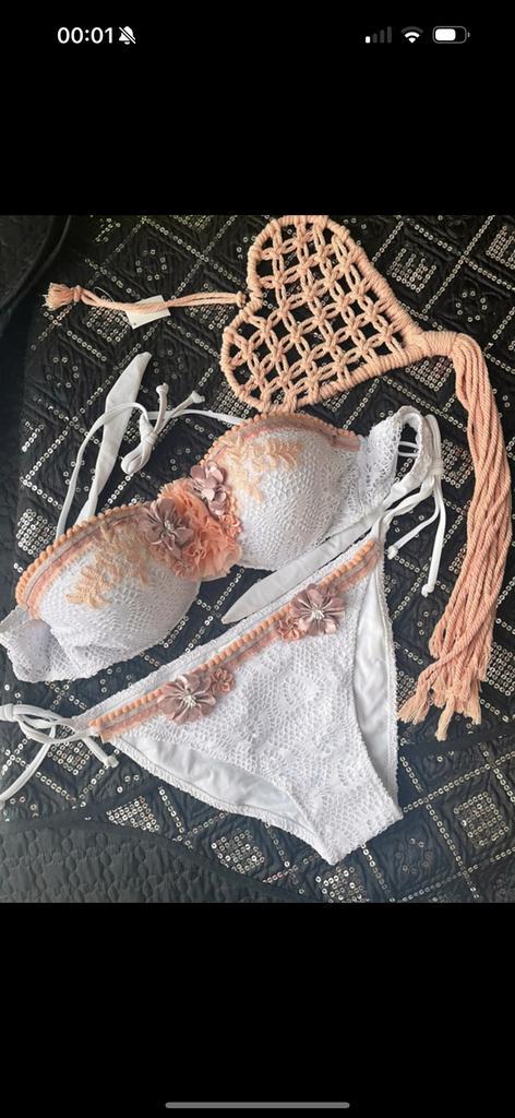 Bikini ibiza set wit / roze / xl / l, Kleding | Dames, Badmode en Zwemkleding, Nieuw, Bikini, Paars, Ophalen of Verzenden