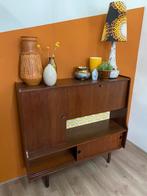 Vintage midcentury highboard wandmeubel, Huis en Inrichting, Kasten | Wandmeubels, Ophalen, Met deur(en), Teakhout, Zo goed als nieuw