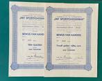 Bewijs van aandeel Het Sportfondsenbad-Amsterdam, Postzegels en Munten, Aandelen en Waardepapieren, Verzenden, 1920 tot 1950, Aandeel